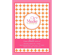 Polka Dot Birthday Party Printable Invitation - Pink Orange
